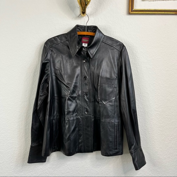 Kenzo Jackets & Blazers - KENZO Paris Leather Shirt Jacket Shacket Button Blouse